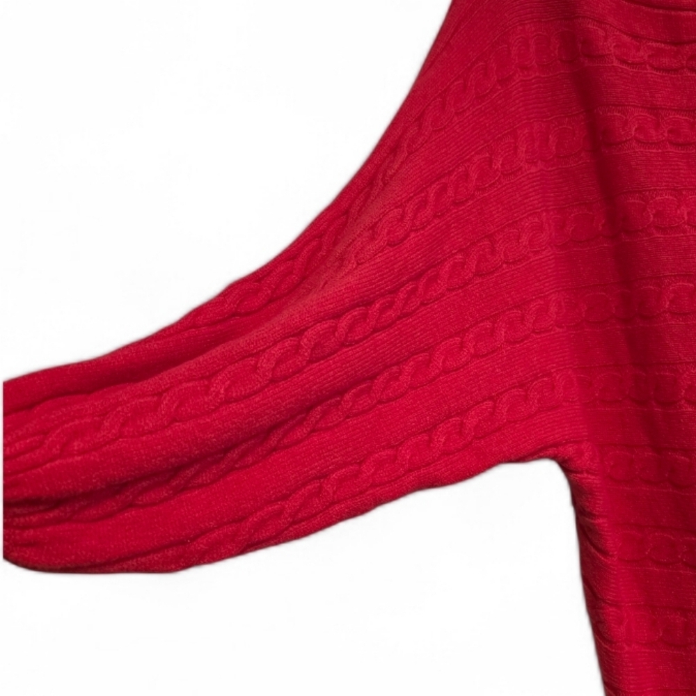 Vine & Love Vibrant Red Cable Knit Dress Size Small Valentines Day - Picture 3 of 4